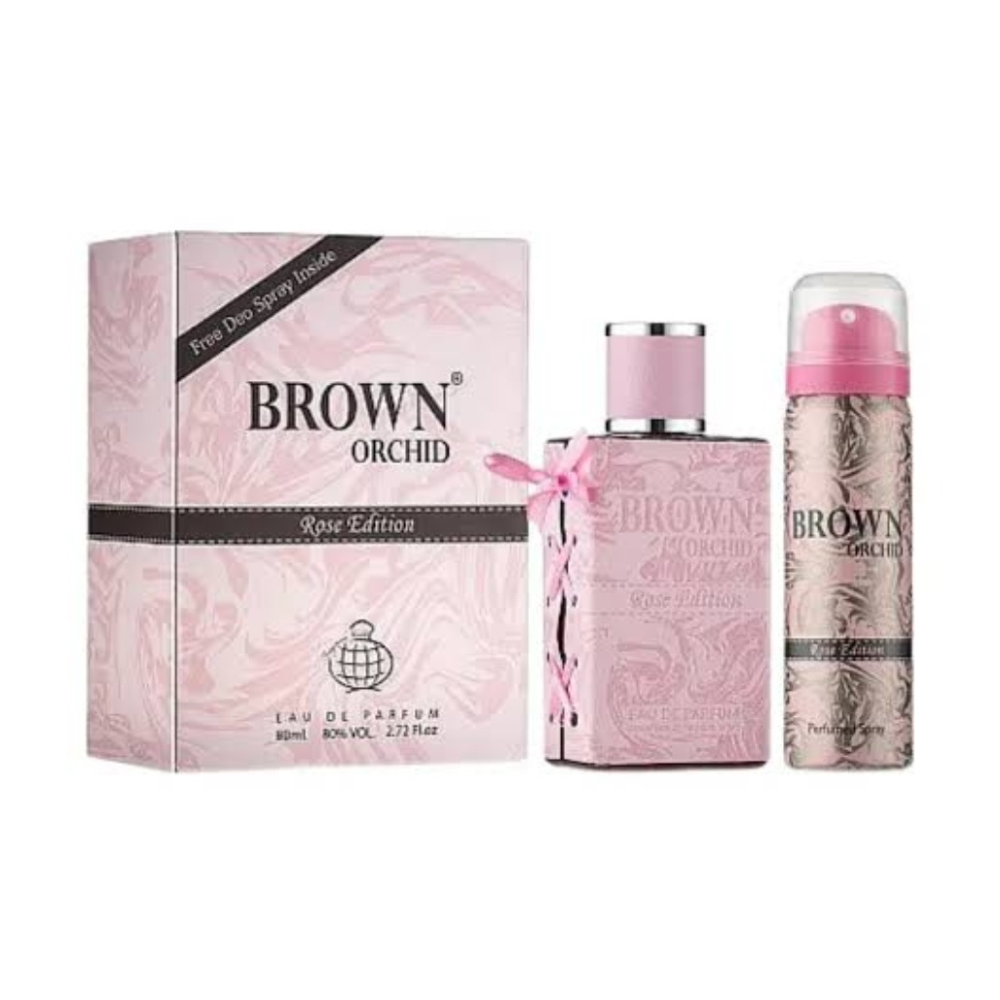 Fragrance World Brown Orchid Rose Edition - 80ml + Free Deodrant Spray