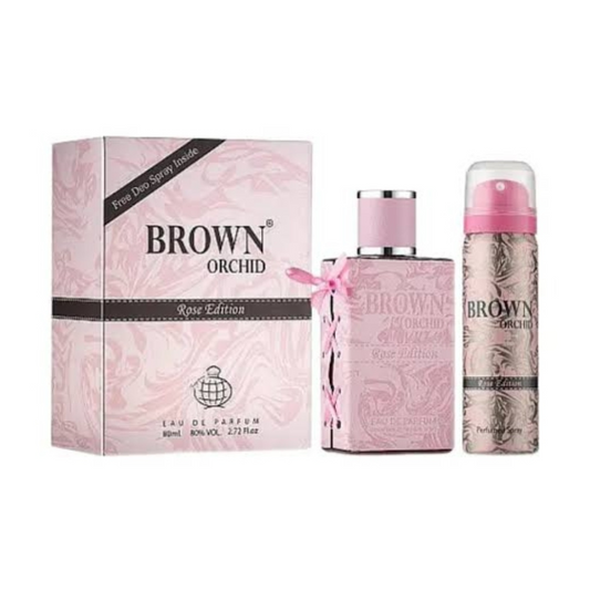 Fragrance World Brown Orchid Rose Edition - 80ml + Free Deodrant Spray