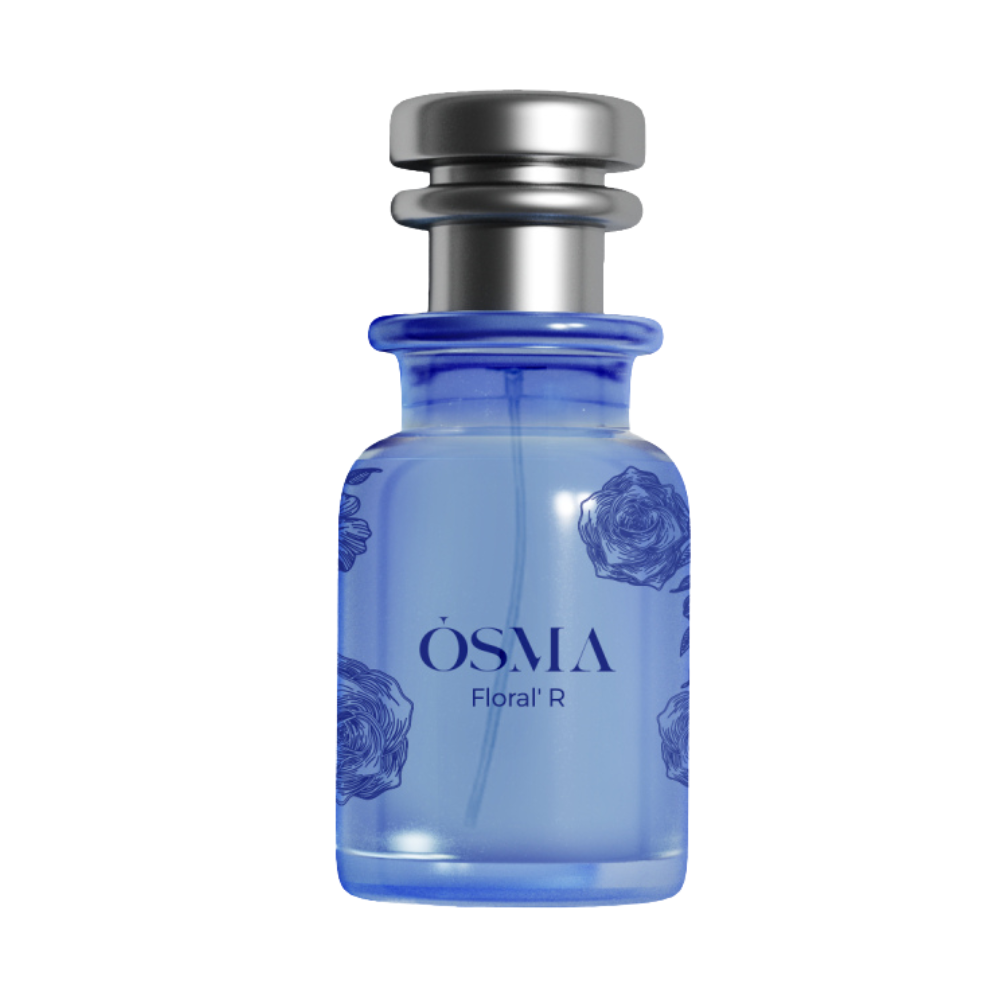 Blue Osma Floral R perfume bottle on a white background
