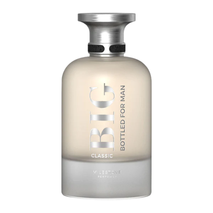 Perfume bottle labeled 'BIG Bottled for Man' on a white background