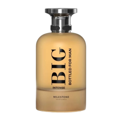 Perfume bottle labeled 'BIG Bottled for Man' by Milestone on a white background